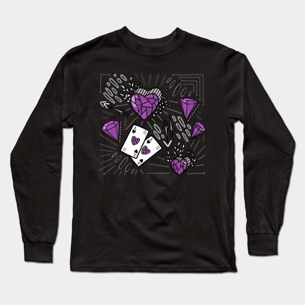 Purple Ace Long Sleeve T-Shirt by DamageTwig